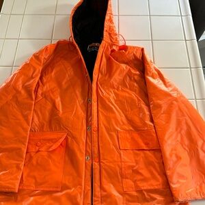 Vintage 90s Ozark Trail Green Raincoat with Quilted Lining L orange